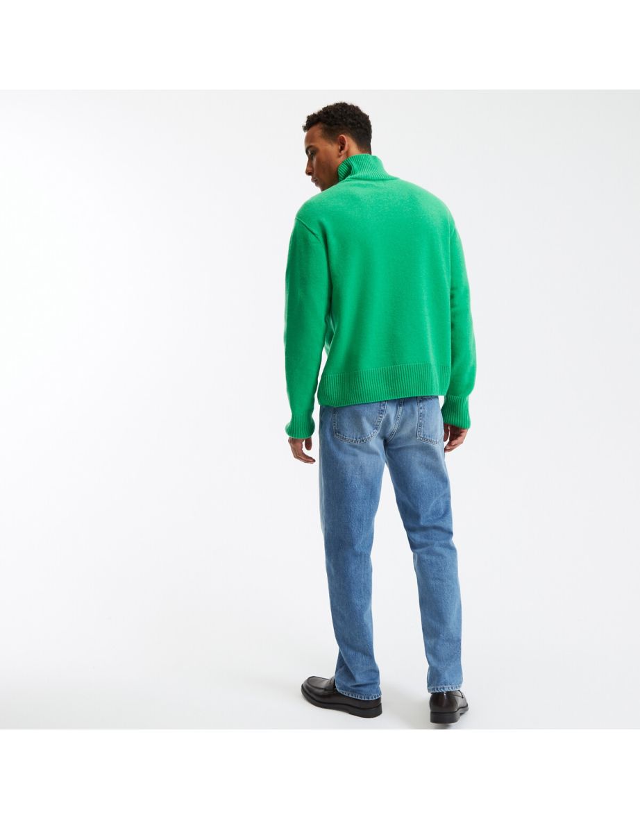 Wool/Cashmere Jumper/Sweater with Funnel Neck, Made in France - 4