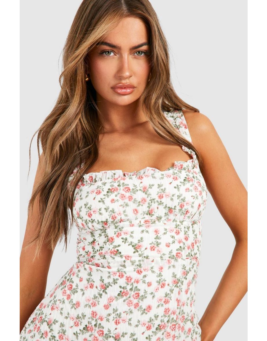 Floral Milkmaid Midi Dress - pink - 3