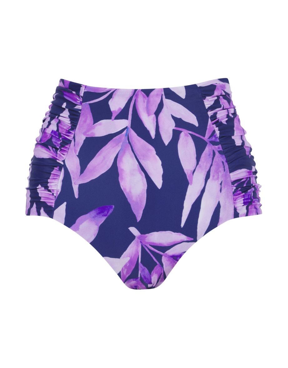 HALO Cala Jondal Bikini Bottoms In Watercolour Purple Leaf - 3