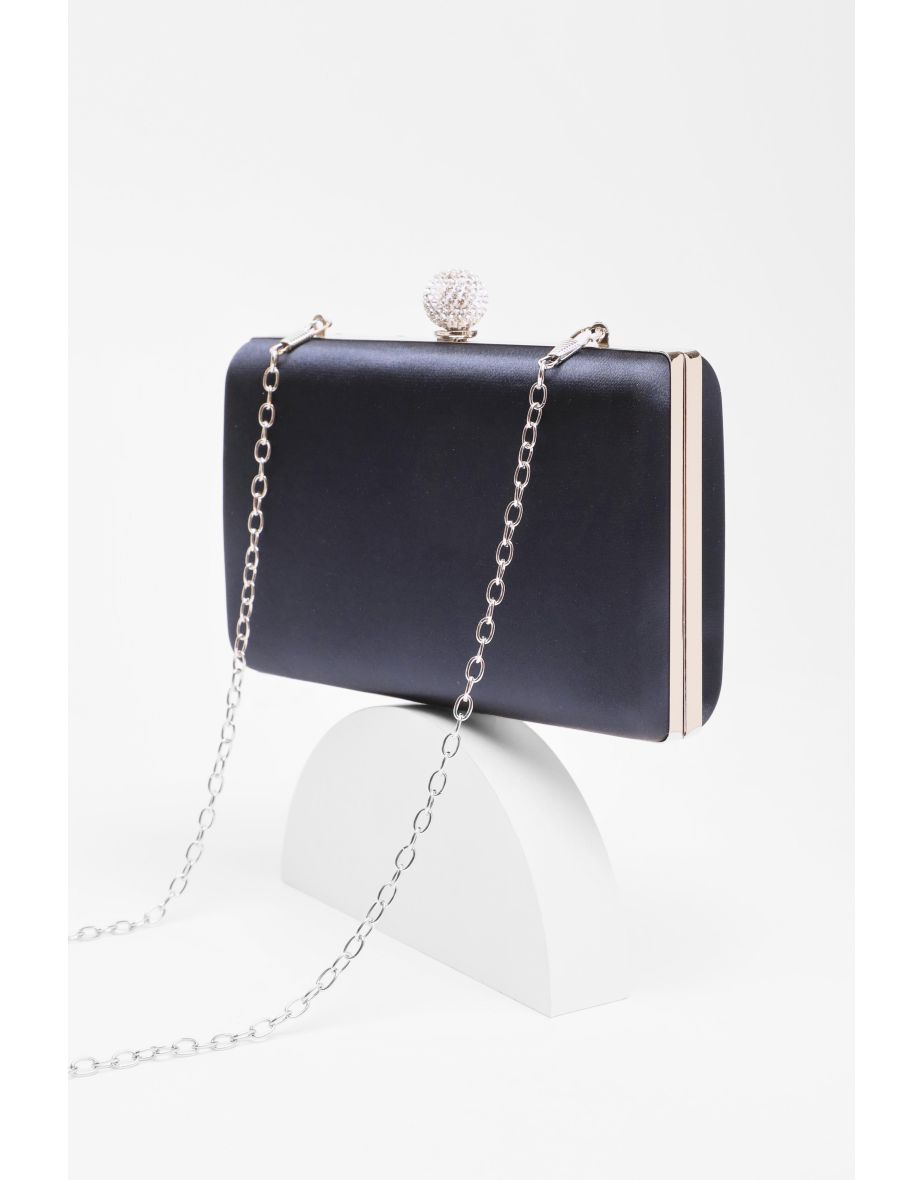 Shop Navy Satin Pleated Clutch Bag Online in Oman VogaCloset