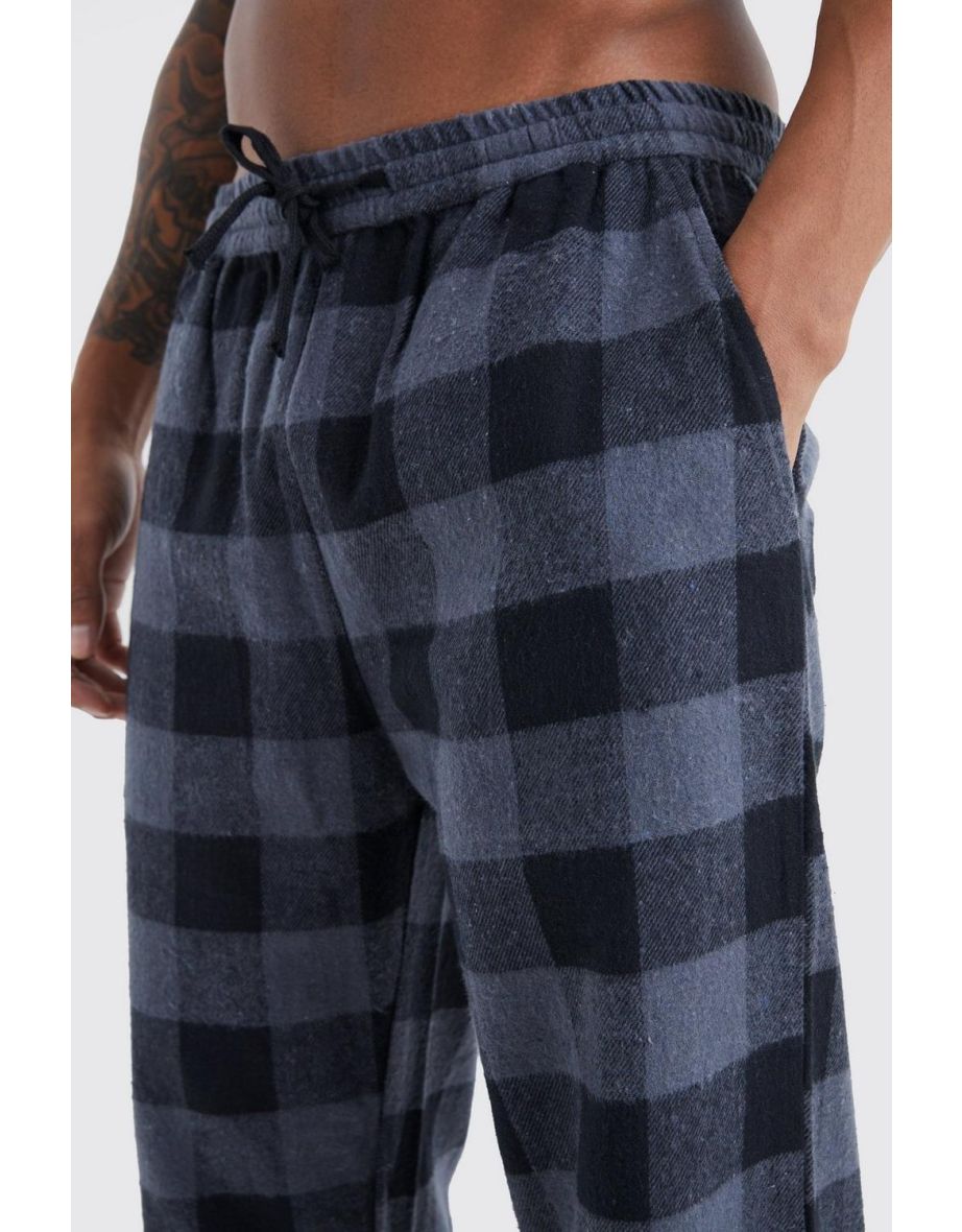Woven Check Loungewear Pants - black - 2