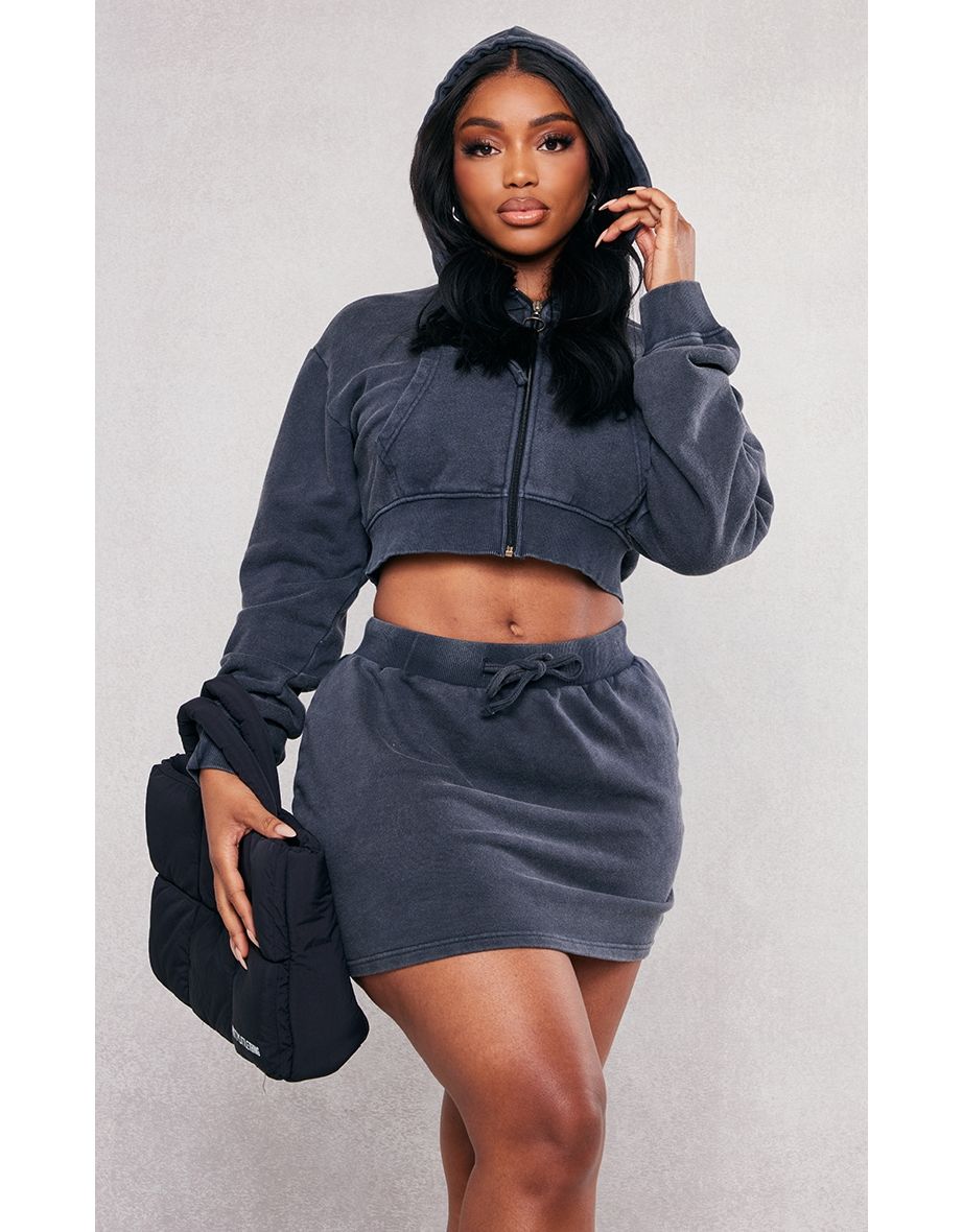 Pretty little thing grey cropped hoodie hot sale