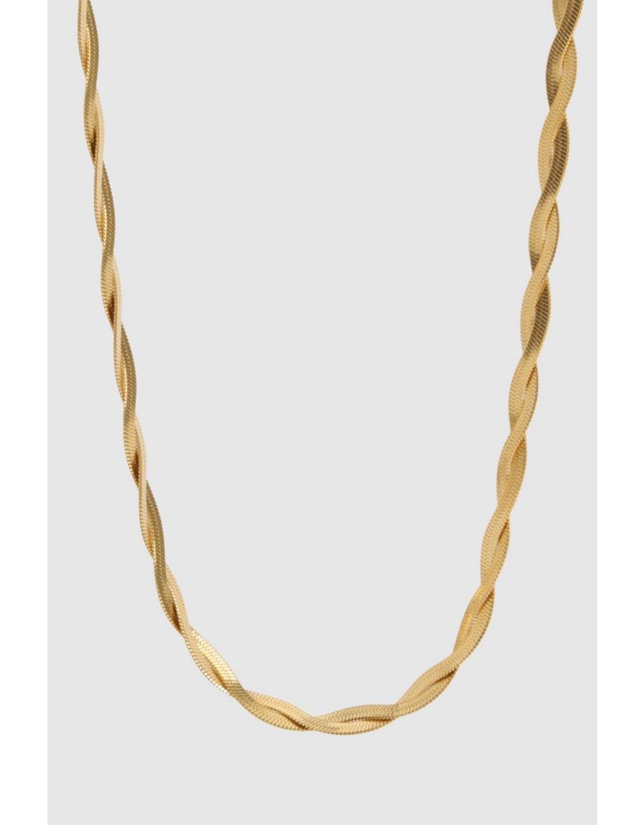 Stainless Steel Twisted Snake Chain Necklace - gold
