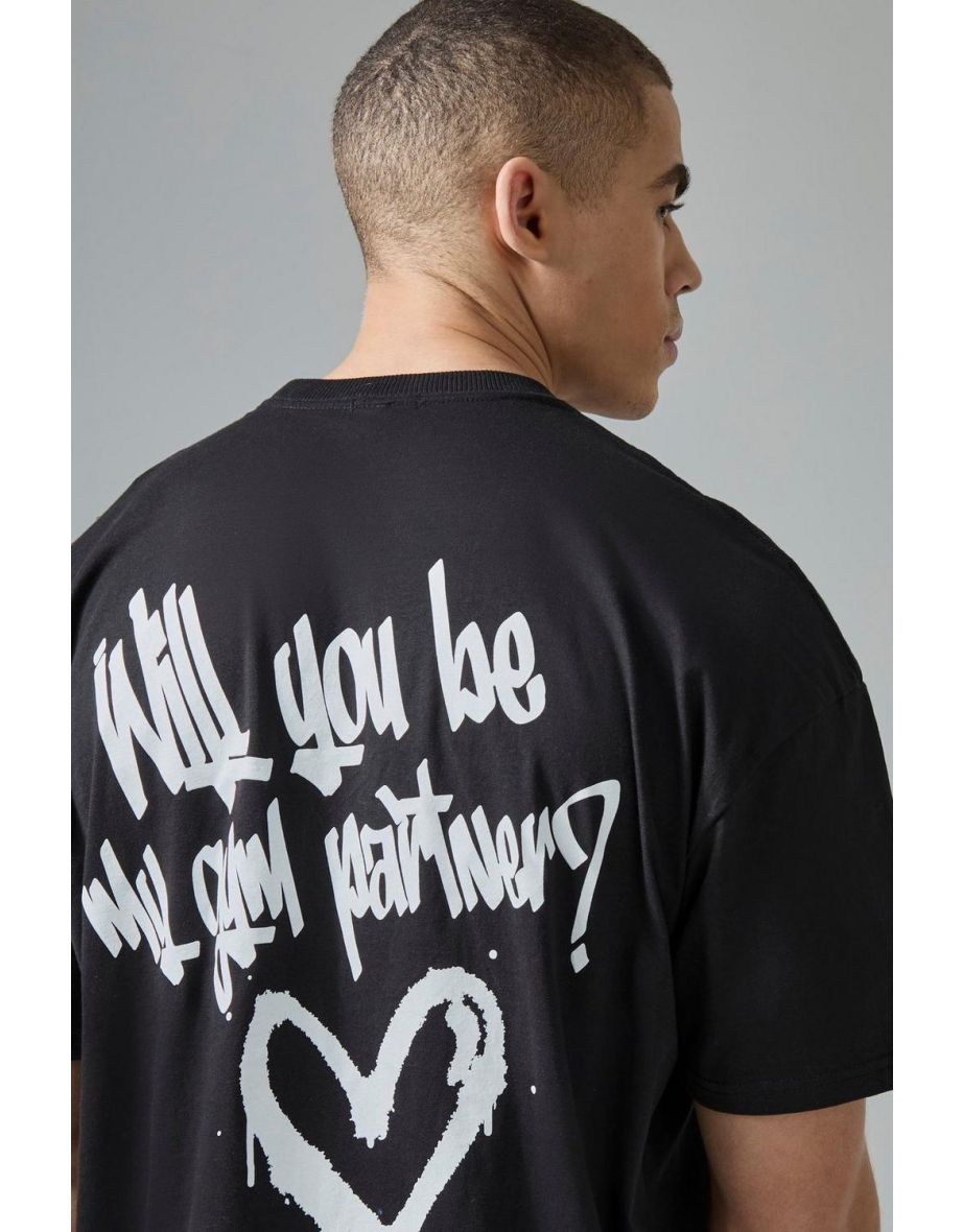 Active Oversized Be My Gym Partner T-shirt - black - 2