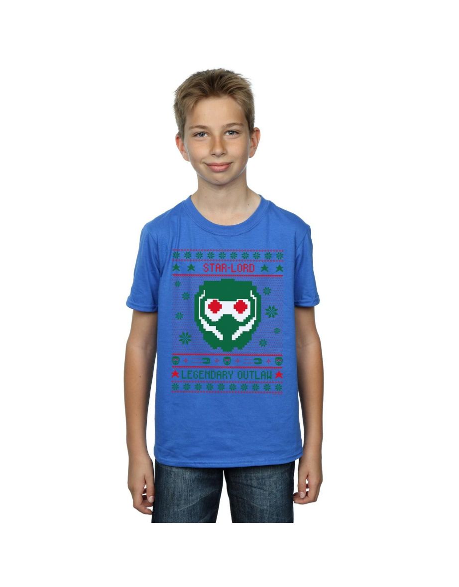 Marvel Boys Guardians Of The Galaxy Vol. 2 Star Lord Fair Isle T-Shirt - Royal Blue