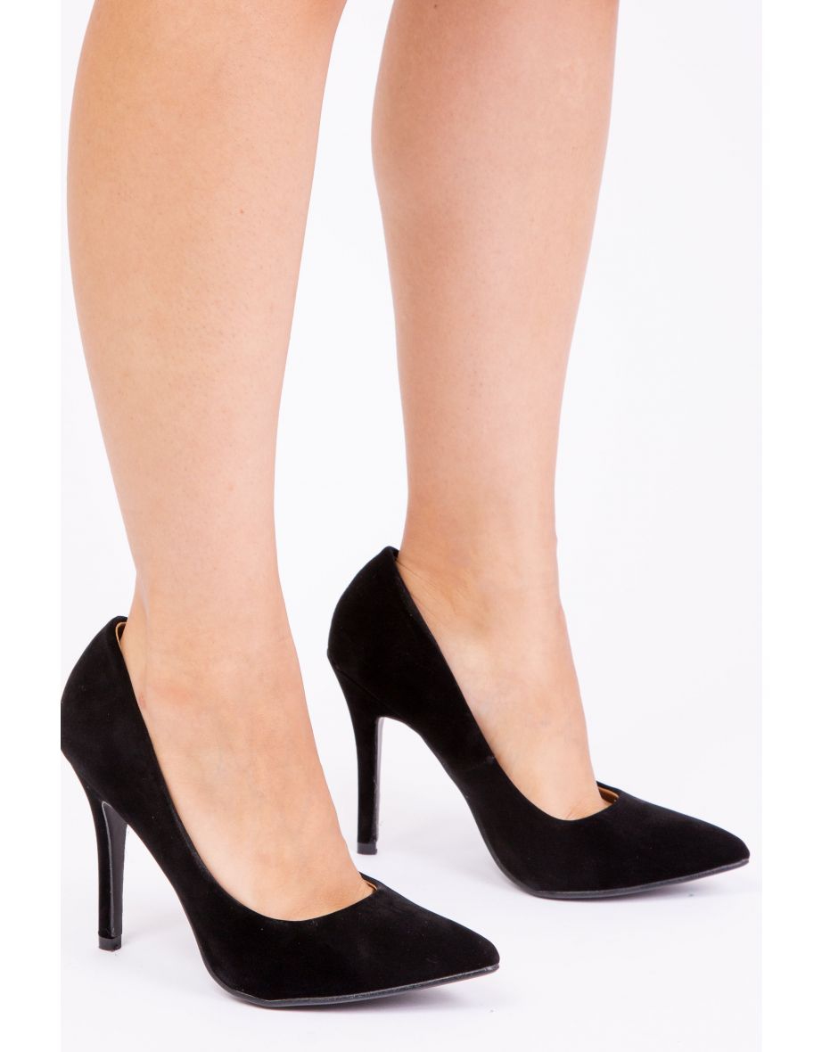 LEAH TOE PUMP HIGH HEEL IN BLACK SUEDE