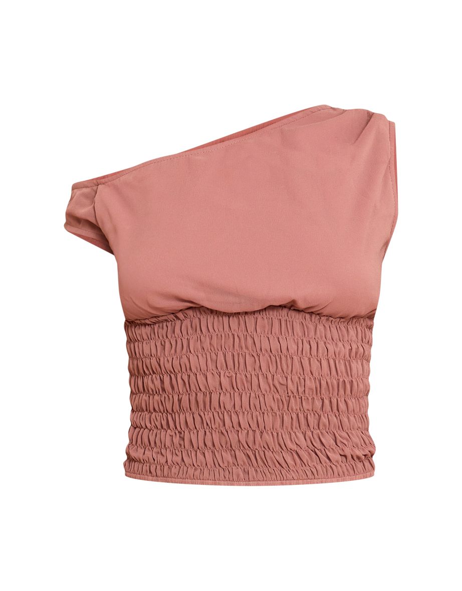 Mauve Gathered Off The Shoulder Crop Top - 4
