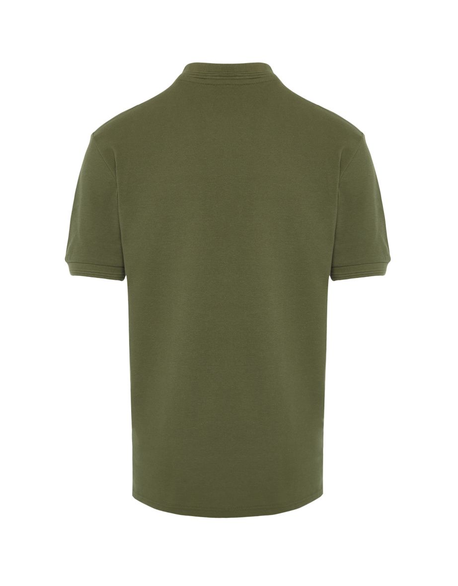 Khaki Men's Basic Slim Short Sleeved Textured Polo Neck T-shirt - 6