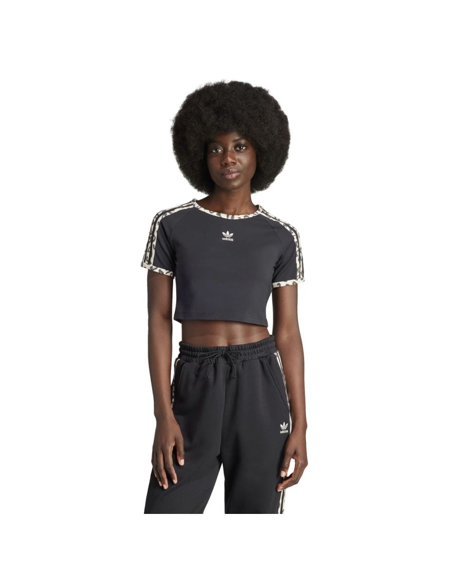 Women's adidas Originals Leopard Baby T-Shirt in Black