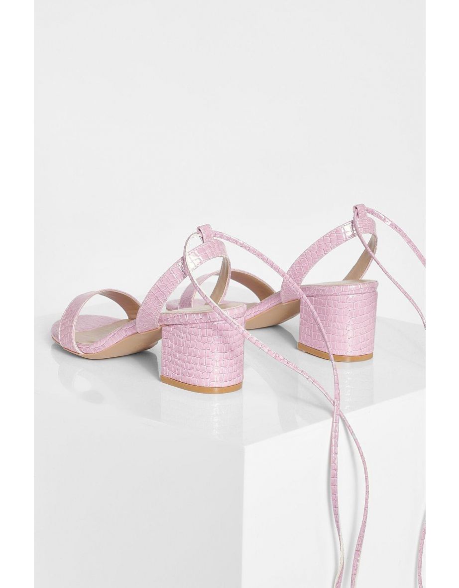 Croc Low Block Heel 2 Part Wrap Up Sandal - lilac - 3