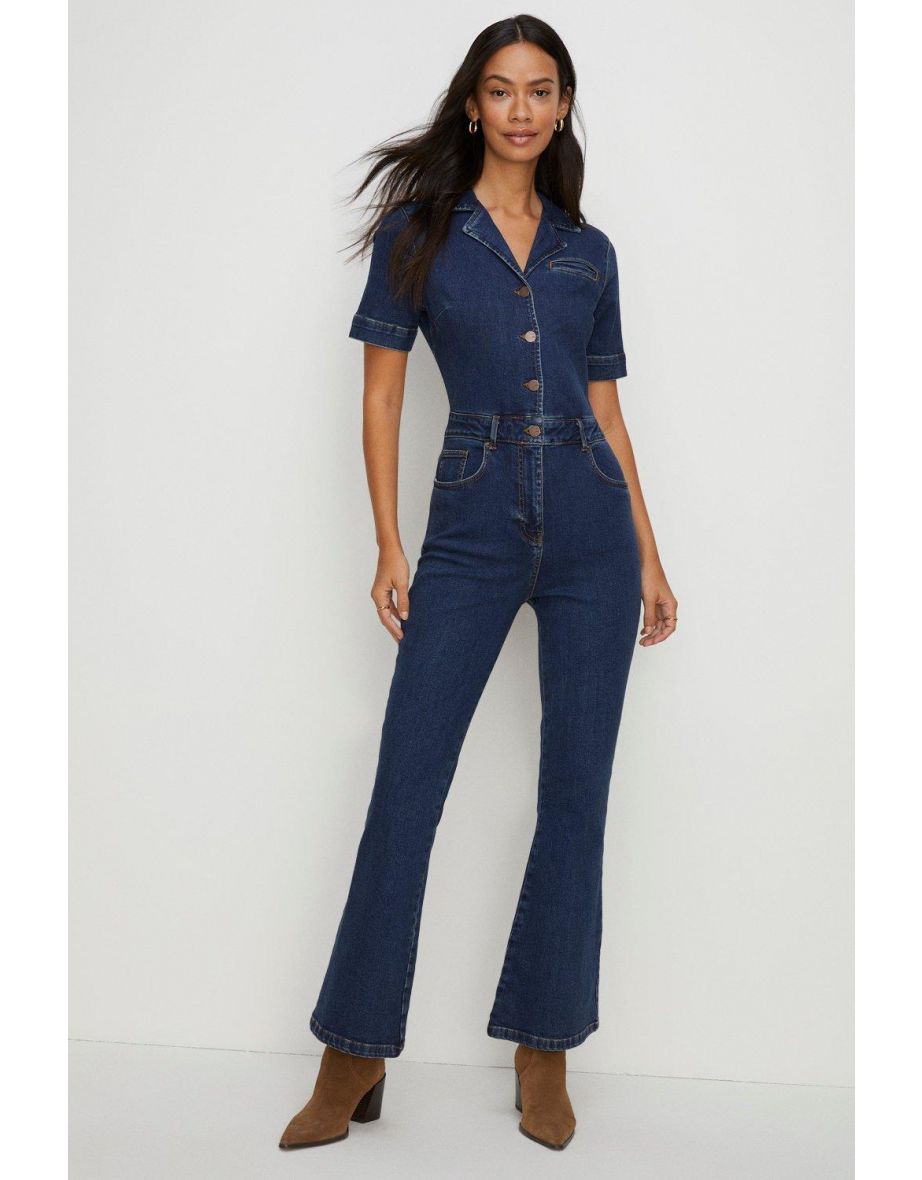 Fit And Flare Denim Jumpsuit