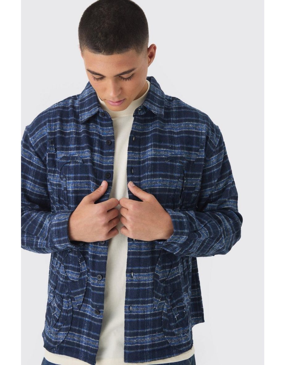 Oversized Flame Applique Check Shirt - 2