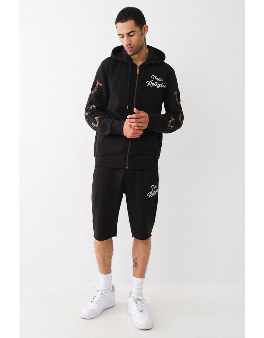Rainbow Embro Zip Up Hoodie Black