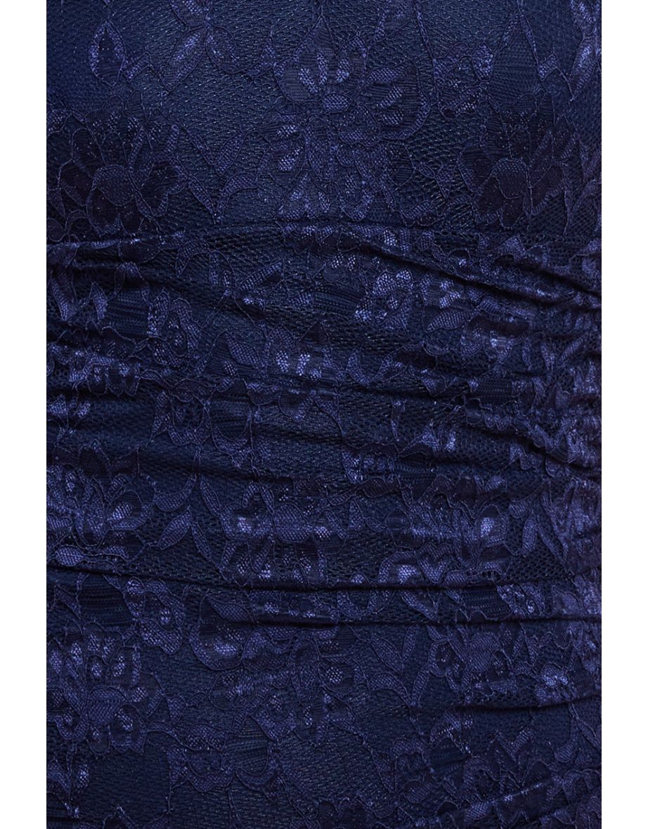 Goddiva Off The Shoulder Scalloped Neck Maxi Dress - Navy - 3