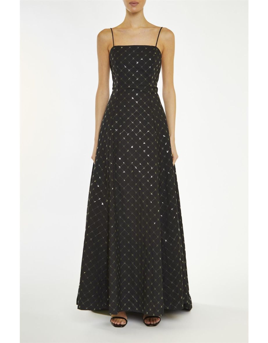 Scarlette Black-Sequin Quilted Hi-Low Maxi-Dress - 2