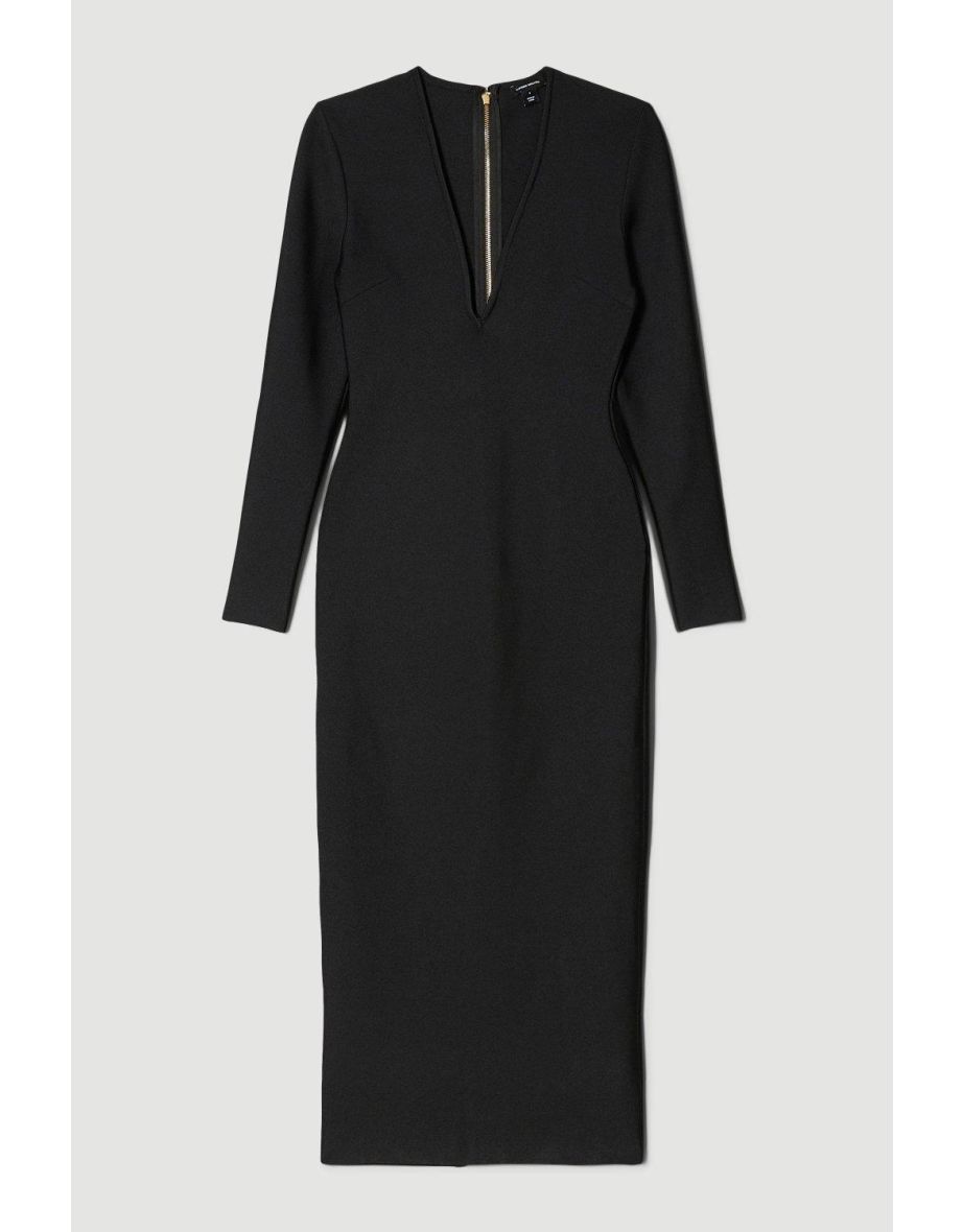 Bandage Form Fitting Deep V-neck Midi Dress - 3