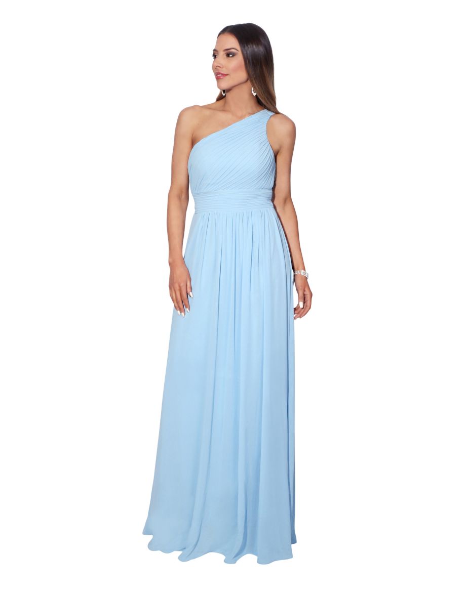 One Shoulder Evening Maxi Dress - Aqua