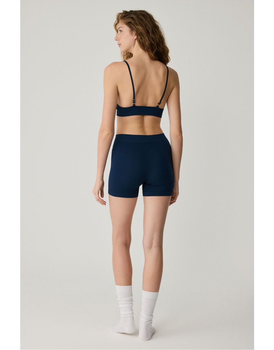 Paredes Urban Beat Women's Seamless Squishy Breathable Stretchy Bra-Shorts Navy Blue Under-Top Suit - 4