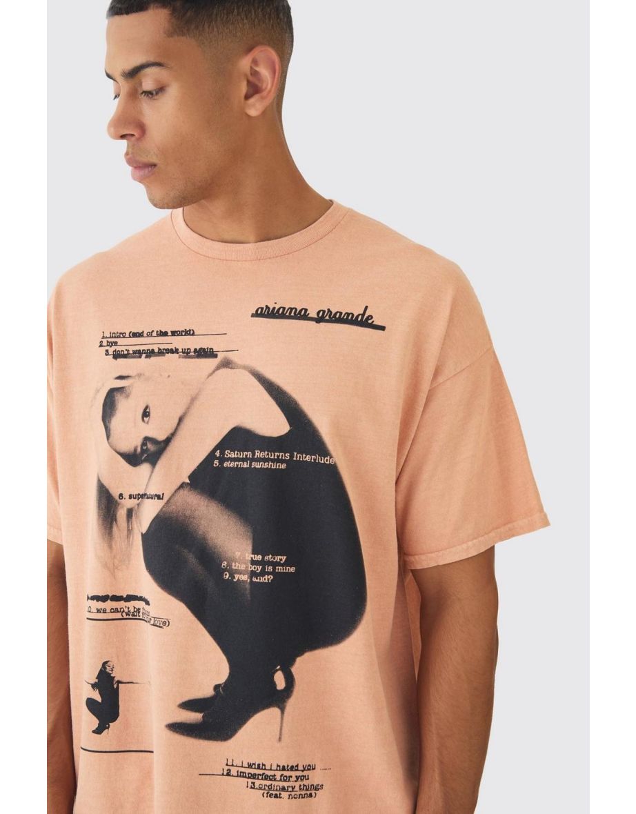 Oversized Ariana Grande License Print T-Shirt - peach - 2