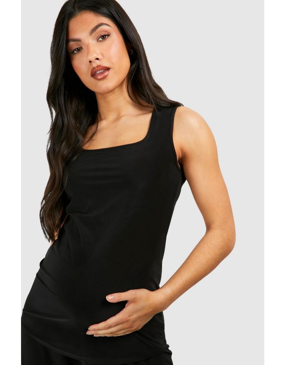 Maternity Soft Touch Square Neck Vest Top - black - 3