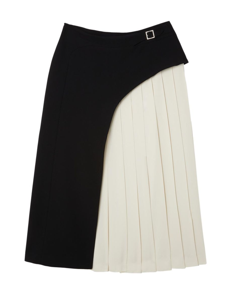 Tailored Buckle Detail Pleated Midi Skirt - 3