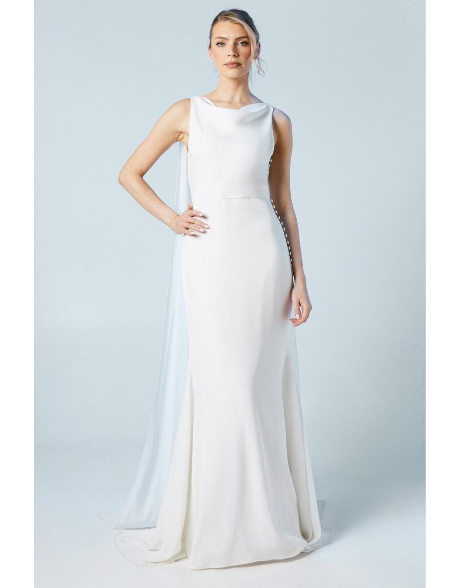 Chiffon Cowl Back Detail Wedding Dress