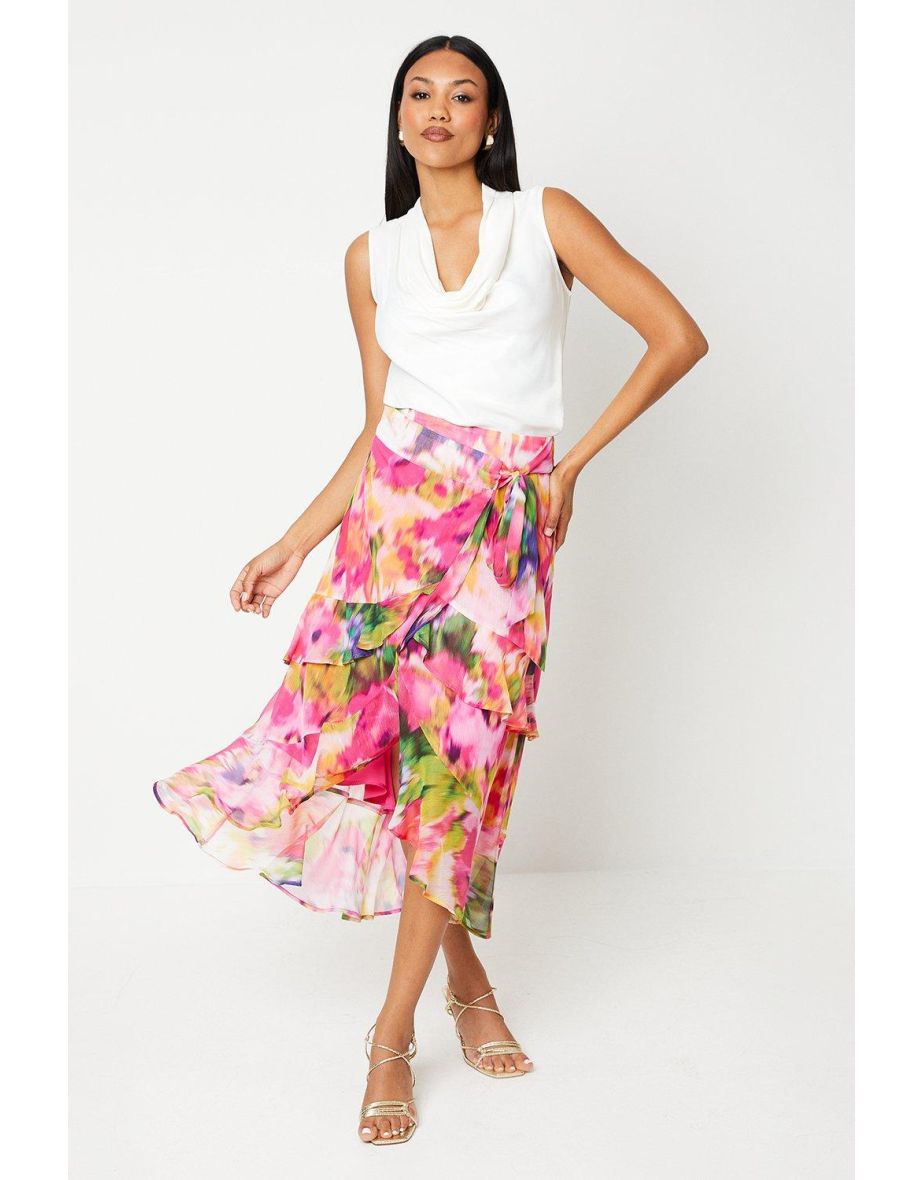 Printed Chiffon Wrap Skirt