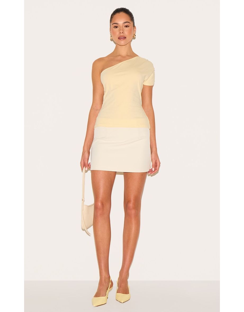 Butter Yellow Cotton One Shoulder Longline Top