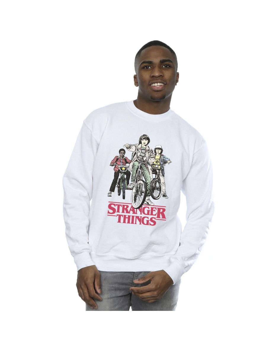 Netflix Mens Stranger Things Retro Bikers Sweatshirt - White