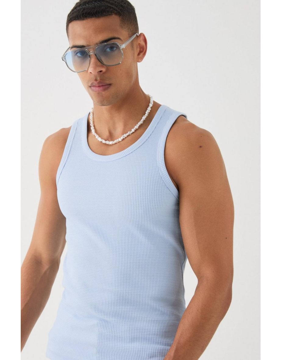Slim Waffle Vest - pastel blue - 2