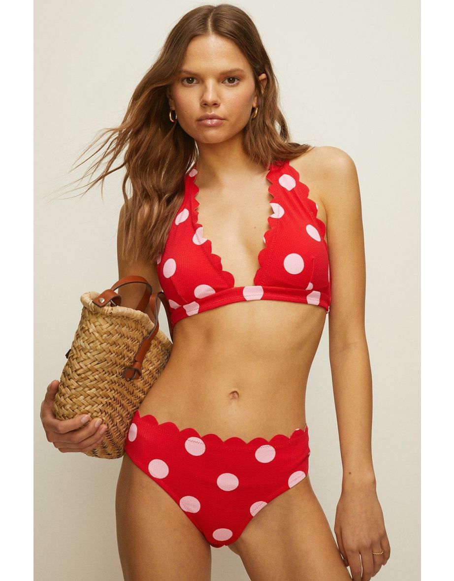 Spot Scallop Textured Bikini Bottom
