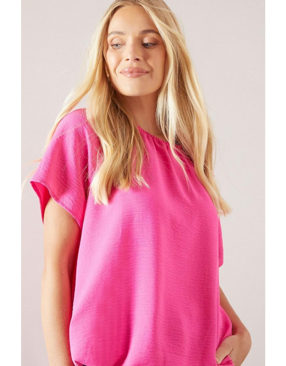 Petite Bubble Hem Short Sleeve Top - 3