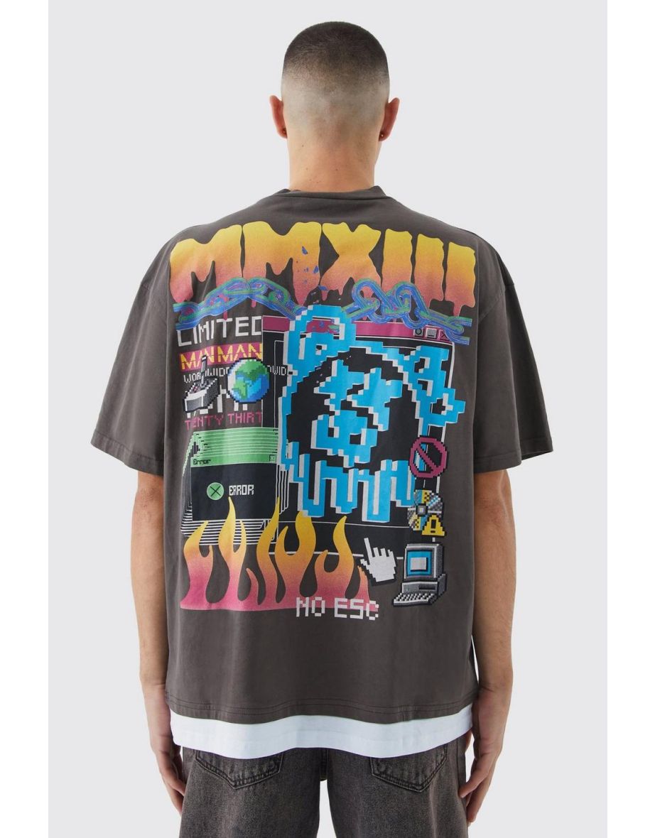 Oversized Digital Graphic Fau Layer T-shirt