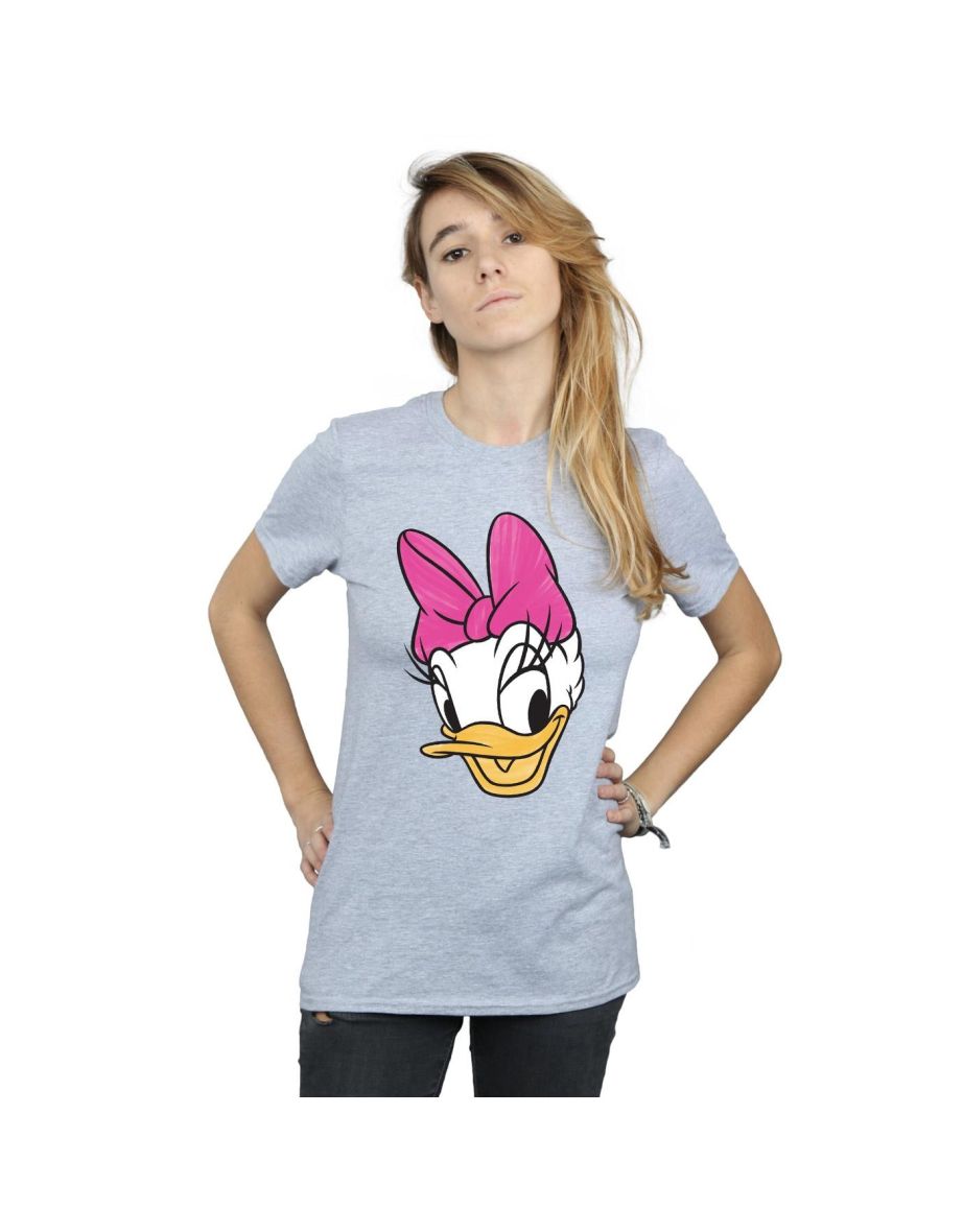 Disney Womens/Ladies Daisy Duck Head Painted Cotton Boyfriend T-Shirt - Sports Grey