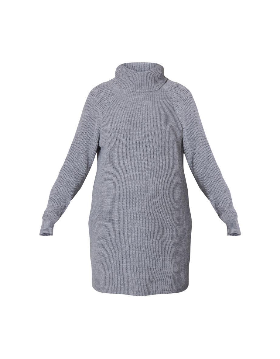 Maternity Grey Marl High Neck Oversized Jumper Dress - 4