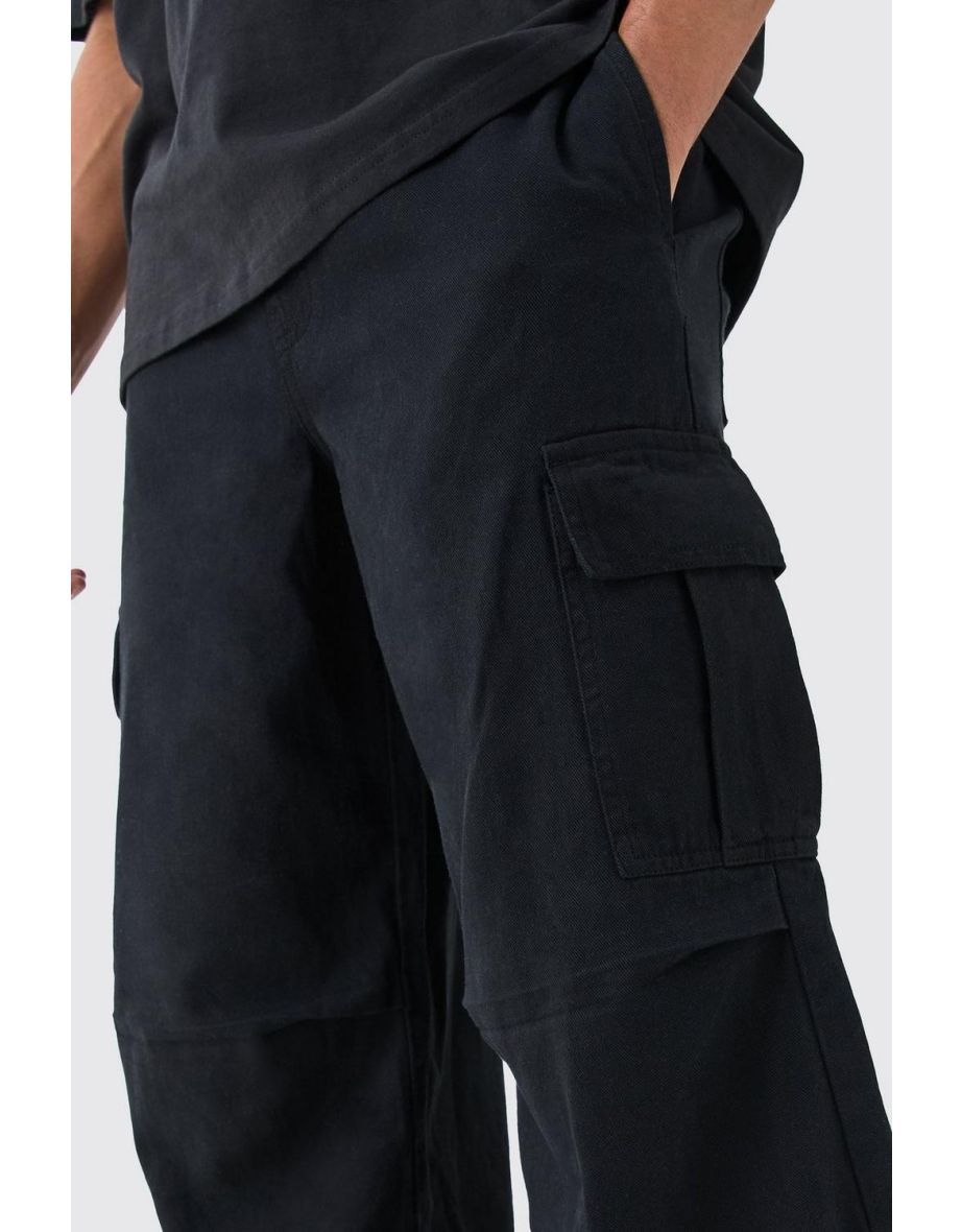 Extreme Baggy Fit Cargo Trousers In Black - black - 2