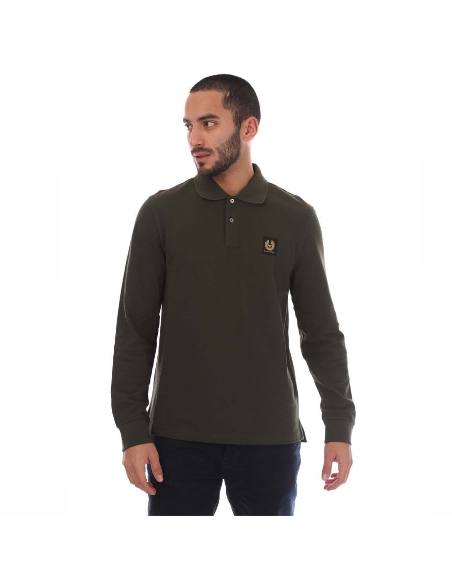 Men's Belstaff Long Sleeved Polo Shirt in Green