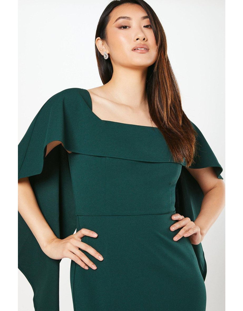 Bardot Cape Detail Stretch Crepe Gown - 3
