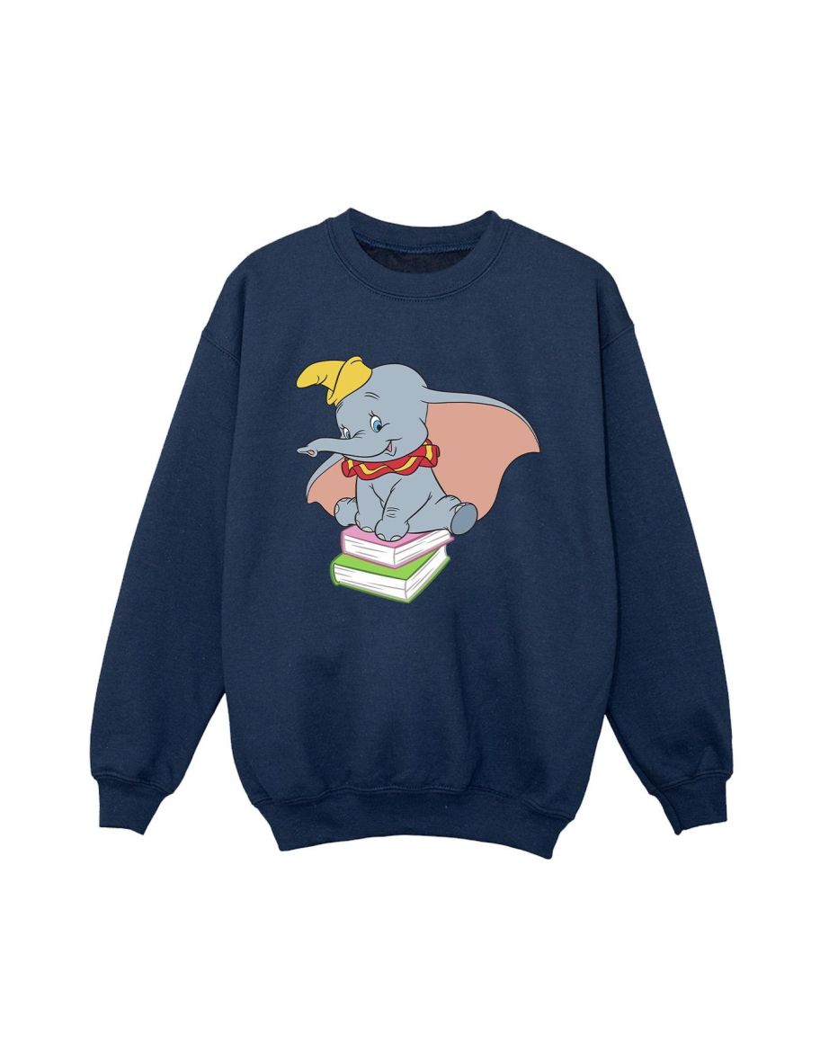 Disney Boys Dumbo Sitting On Books Sweatshirt - Navy Blue