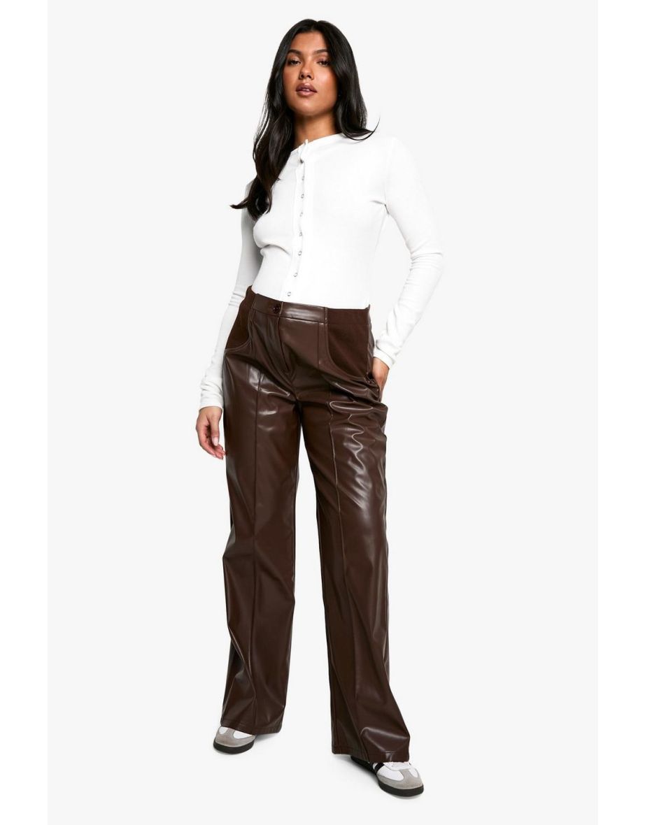Maternity Over Bump Seam Detail Pu Slim Fit Trouser