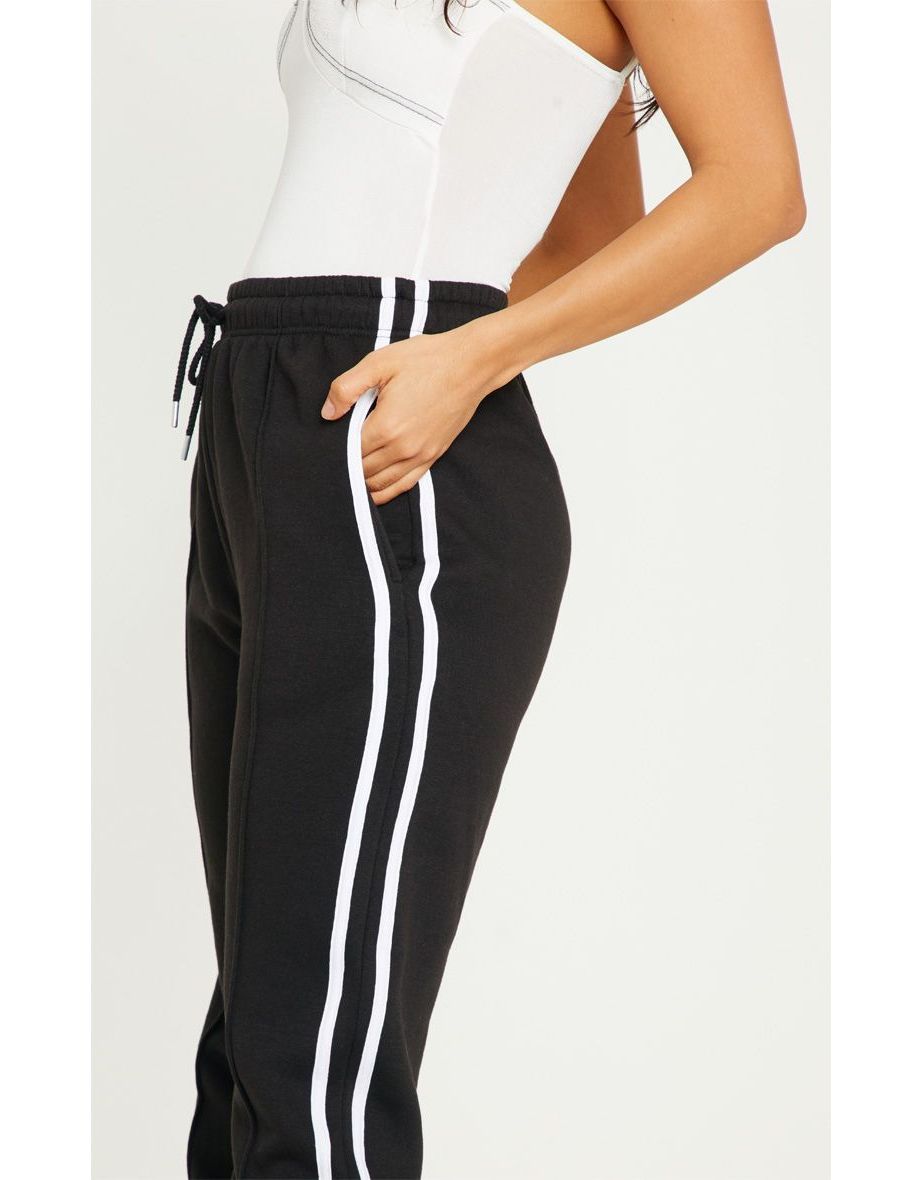 Black Double Side Stripe Joggers - 4
