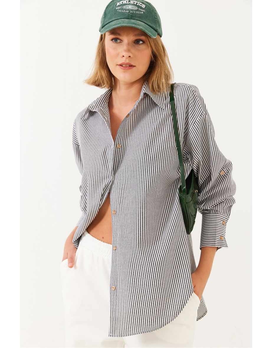 Women's Metallic Thread Striped Shirt - 7