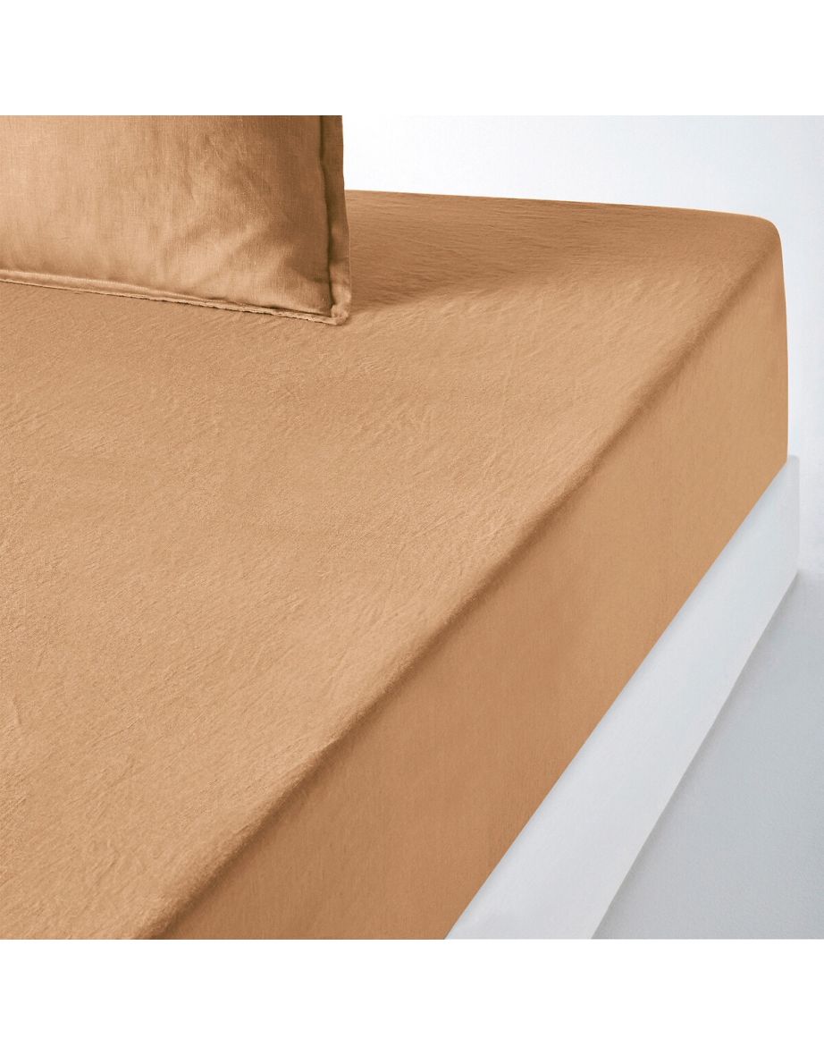 35cm High 100% Washed Linen Fitted Sheet