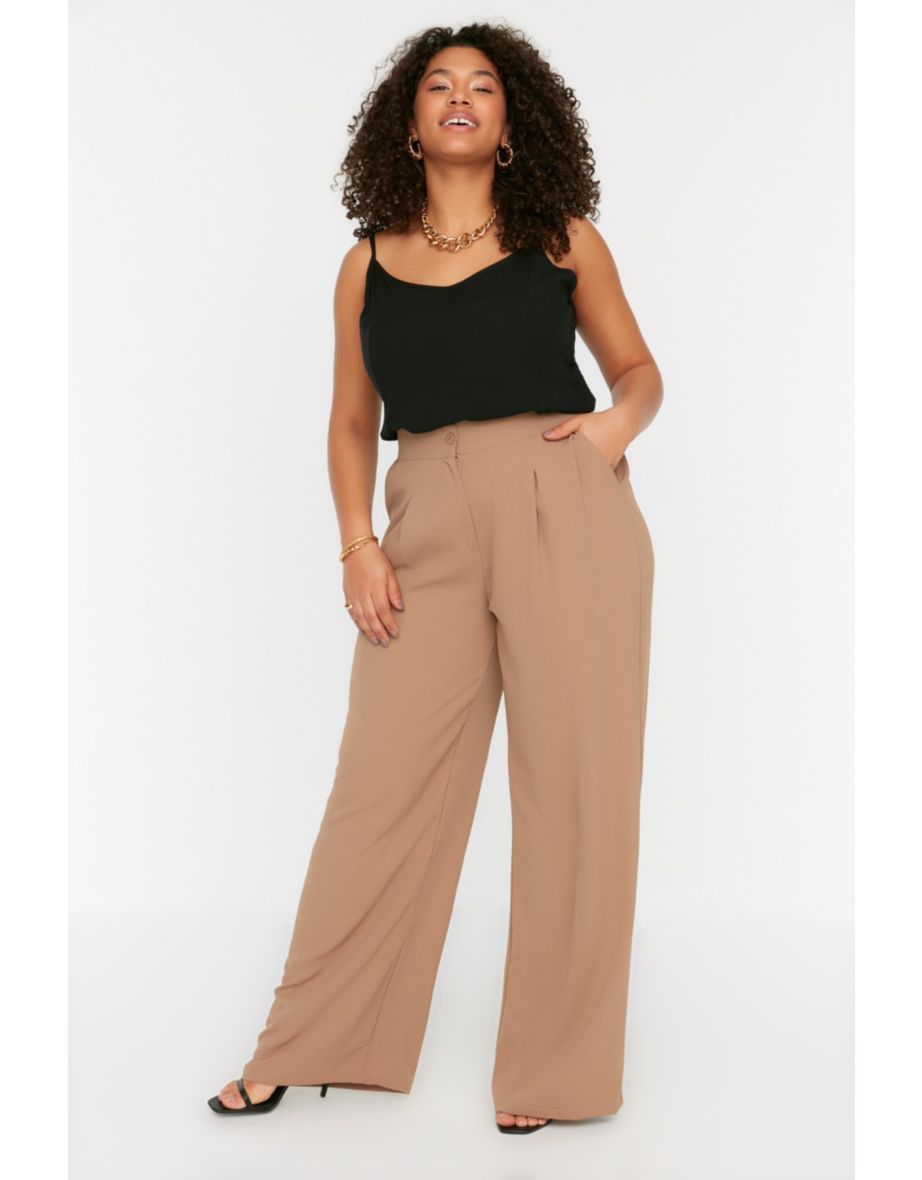 Plus Size Pants - Beige - Loose