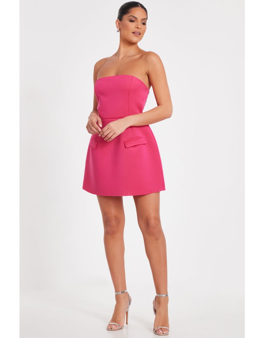 Pink Bandeau A-Line Mini Dress