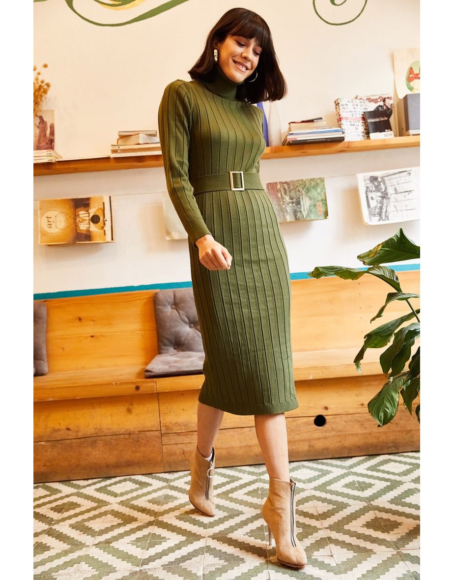 Khaki sweater dress best sale