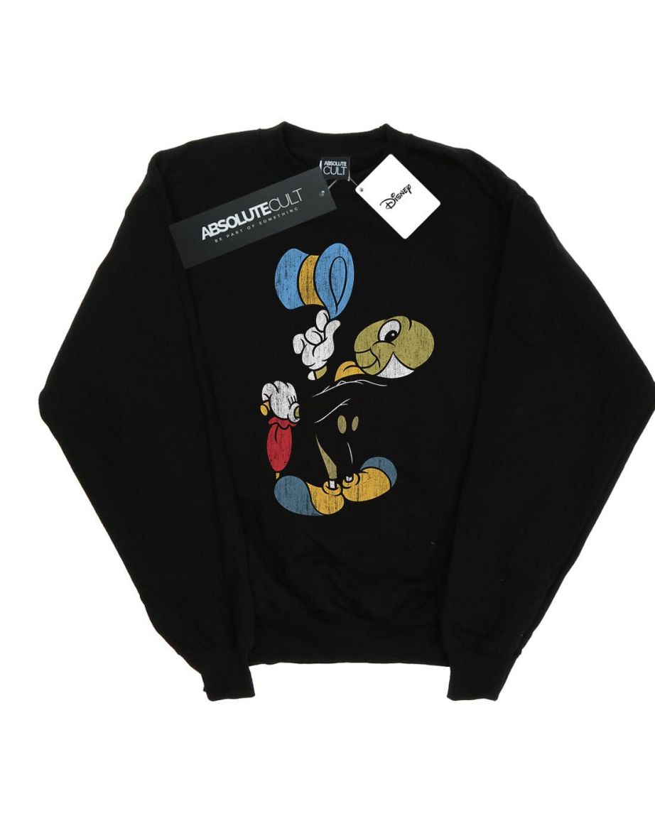 Disney Girls Pinocchio Jiminy Cricket Sweatshirt - Black