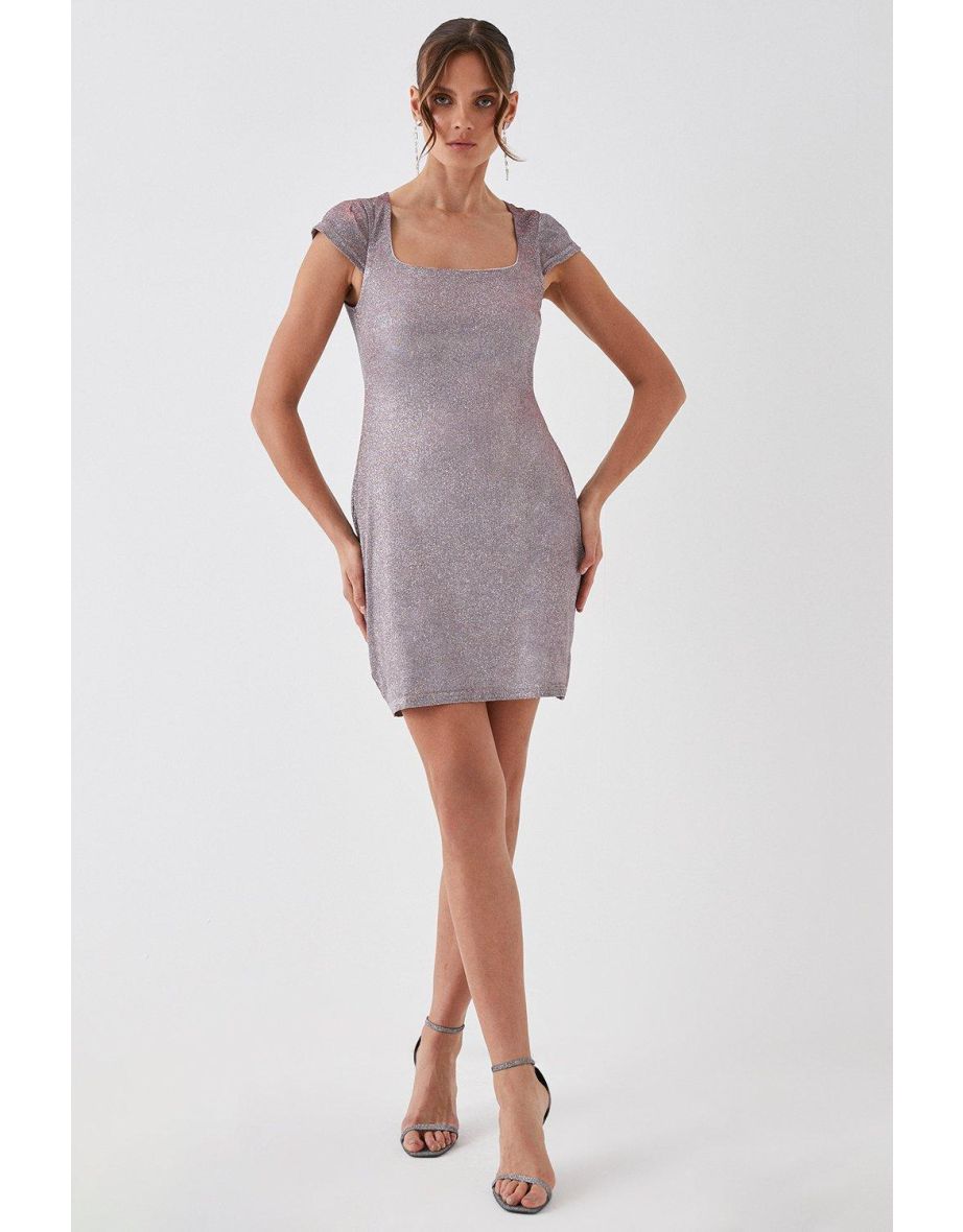 Square neck best sale glitter dress