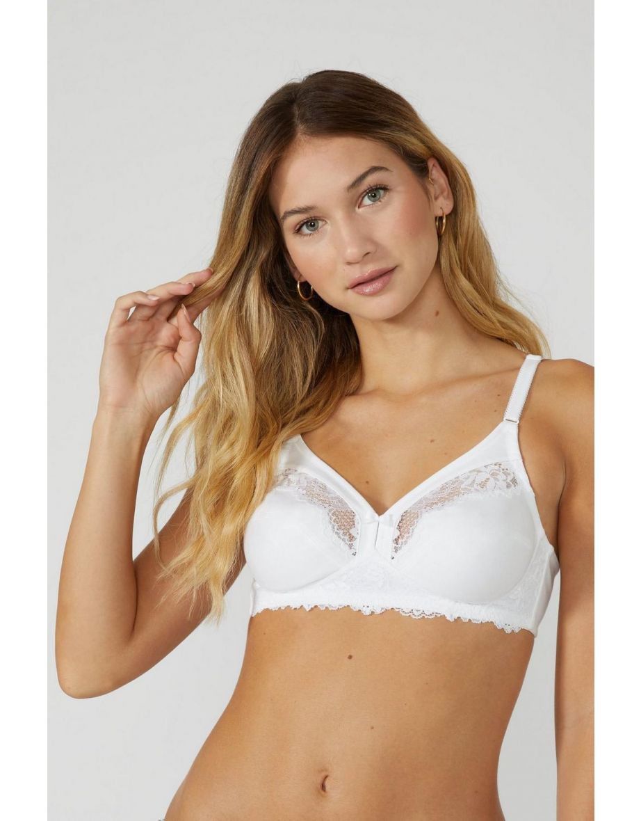 Gwen Cotton Non Wire Bra A-G - white - 3