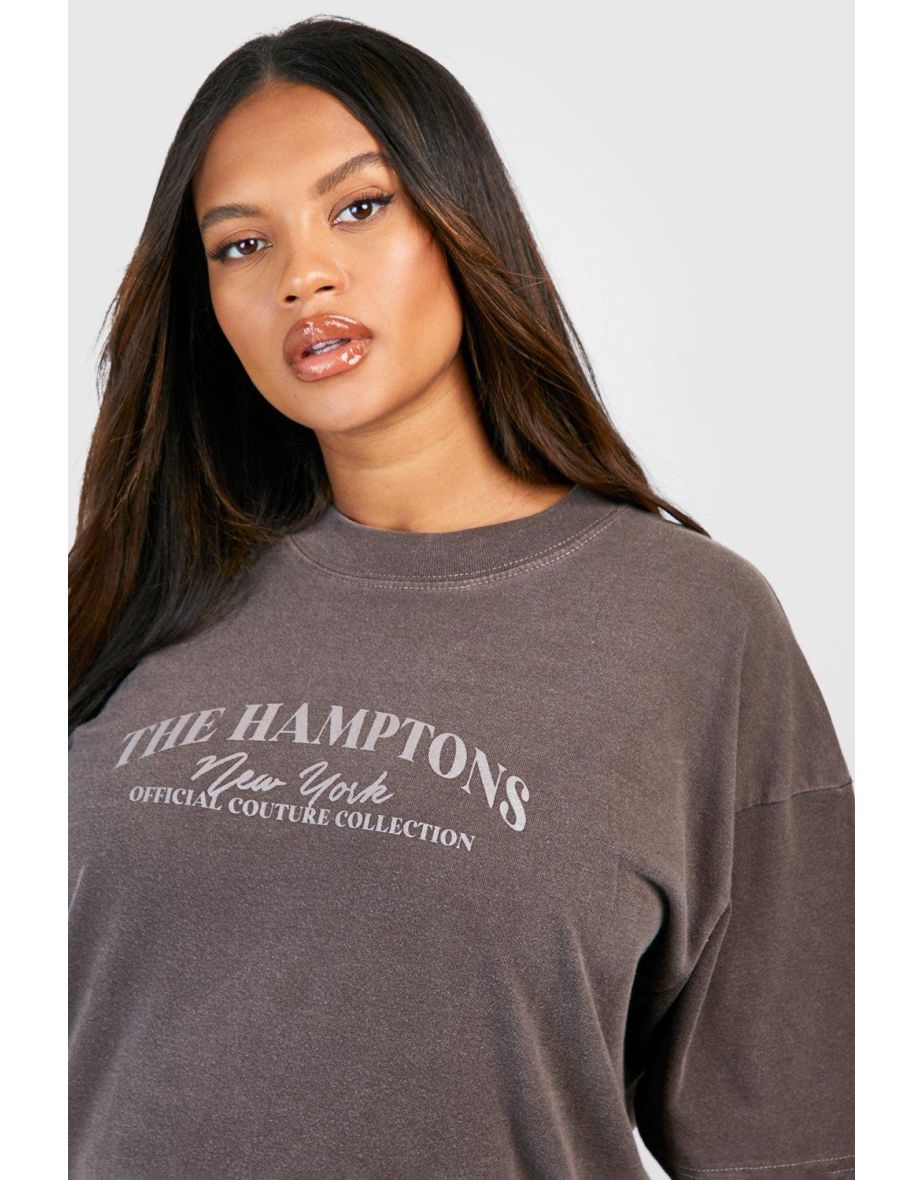 Plus Oversized Hamptons T-shirt - chocolate - 3